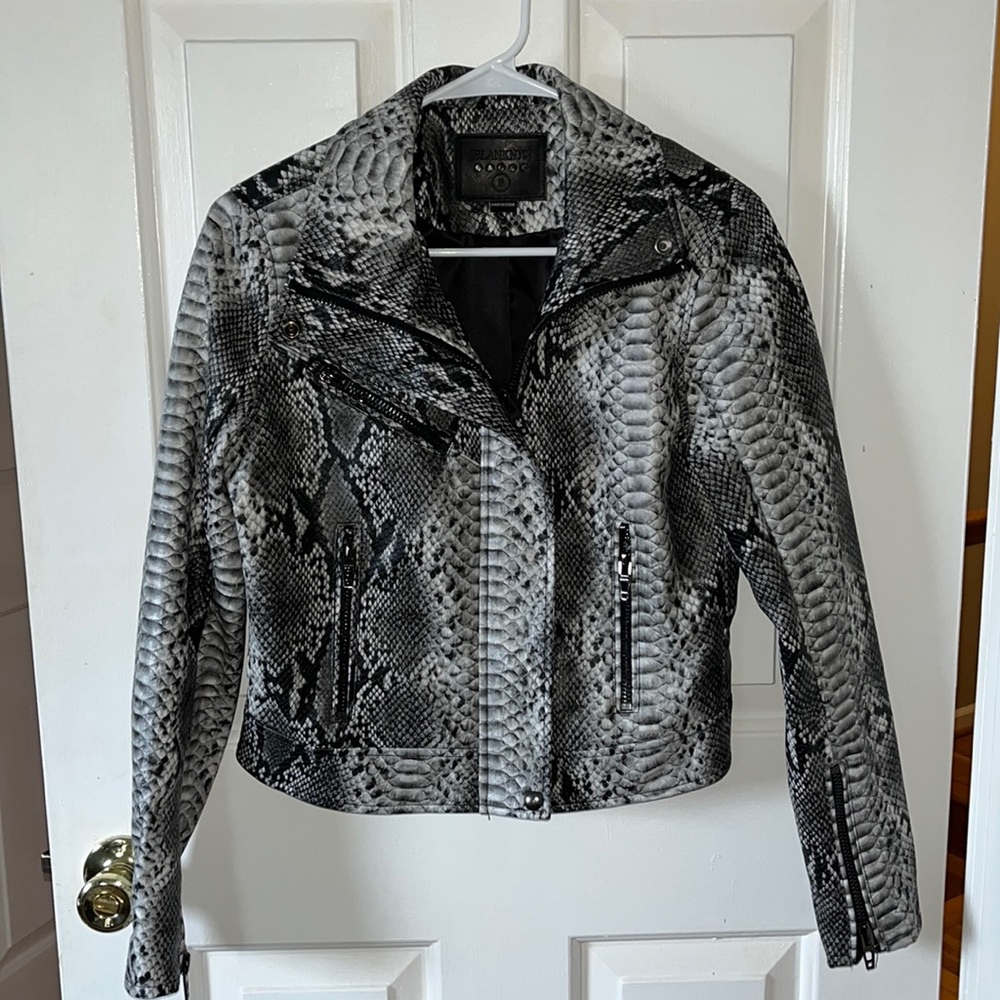 Blank NYC Faux Leather Snakeskin Moto Jacket